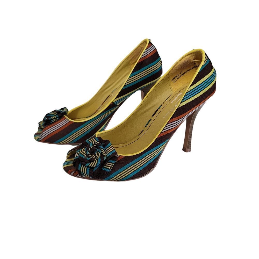 Charlotte Russe Brown/Green Print Pump 8M